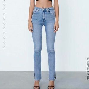 ZARA BLUE BELL BOTTOM SLIT JEANS